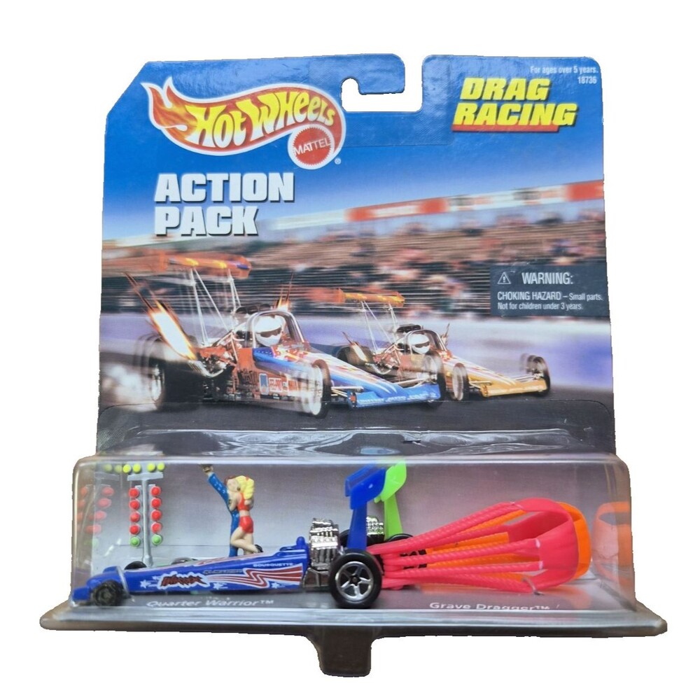 Vintage Hot Wheels Action Pack Drag Racing Grave Dragger Quarter Warrior 1997